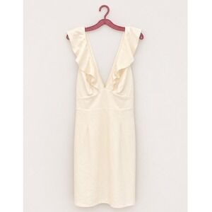 NWT db Studio David's Bridal Ivory Dress Ruffled V Neck Sleeveless Size 10